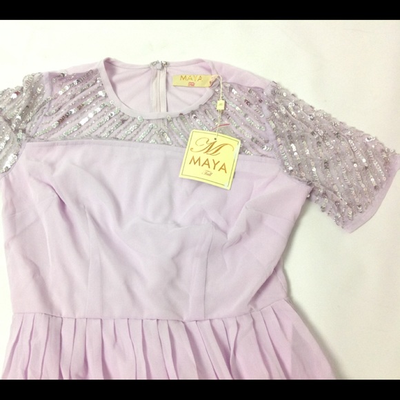 Maya Womens Dress Size 10 Tall Illusion Lilac - Picture 8 of 8